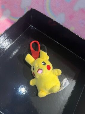 Pikachu Plush Clip Keychain - Yellow with Red Cheeks